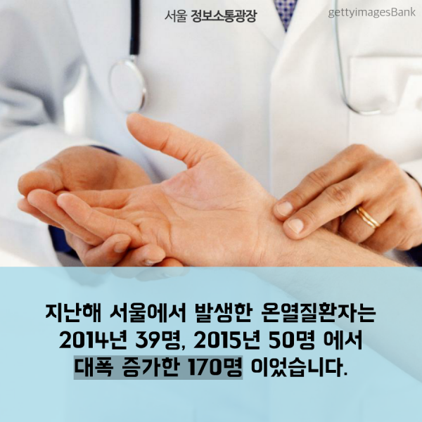 지난해 서울에서 발생한 온열질환자는 2014년 39명, 2015년 50명 에서 대폭 증가한 170명 이었습니다.