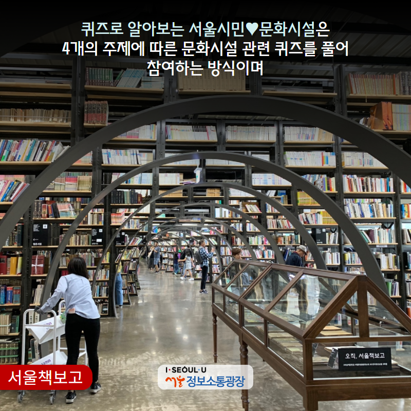 ‘퀴즈로 알아보는 서울시민♥문화시설’은 4개의 주제에 따른 문화시설 관련 퀴즈를 풀어 참여하는 방식이며