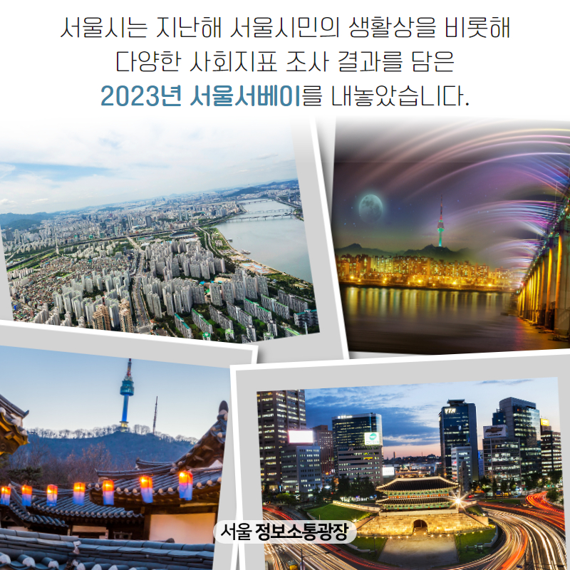 서울시는 지난해 서울시민의 생활상을 비롯해 다양한 사회지표 조사 결과를 담은 <2023년 서울서베이>를 내놓았습니다.
