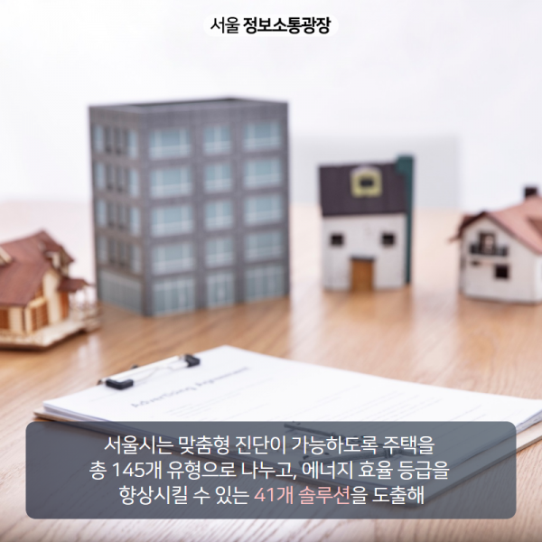 서울시는 맞춤형 진단이 가능하도록 주택을 총 145개 유형으로 나누고, 에너지 효율 등급을 향상시킬 수 있는 41개 솔루션을 도출해 