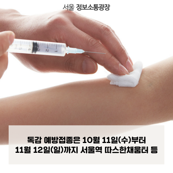 독감 예방접종은 10월 11일(수)부터 11월 12일(일)까지 서울역 따스한채움터 등