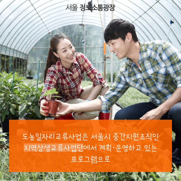 도농일자리교류사업은 서울시 중간지원조직인 지역상생교류사업단에서 계획·운영하고 있는 프로그램으로